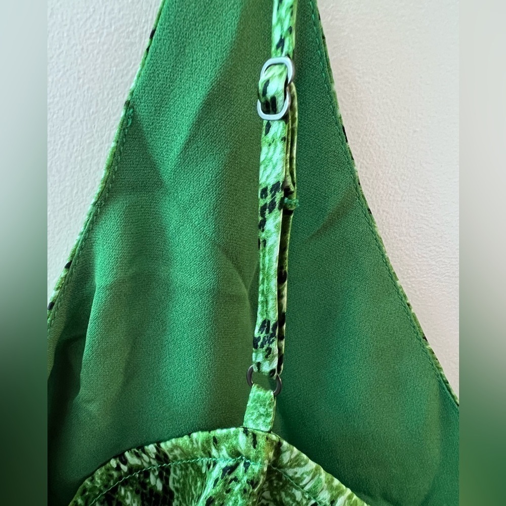 L'agence Green Python Spaghetti Strap Silk Tank T… - image 8